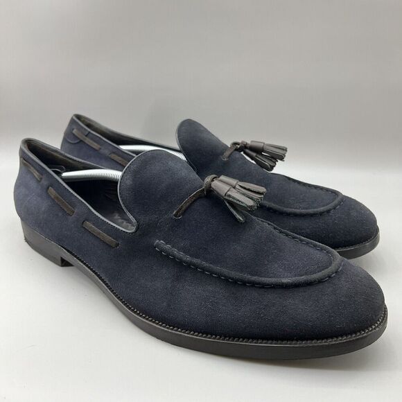 Fratelli Rossetti Other - Fratelli Rossetti Brera Men Size 12 Shoes Navy Blue Suede Slip-On Tassel Loafers